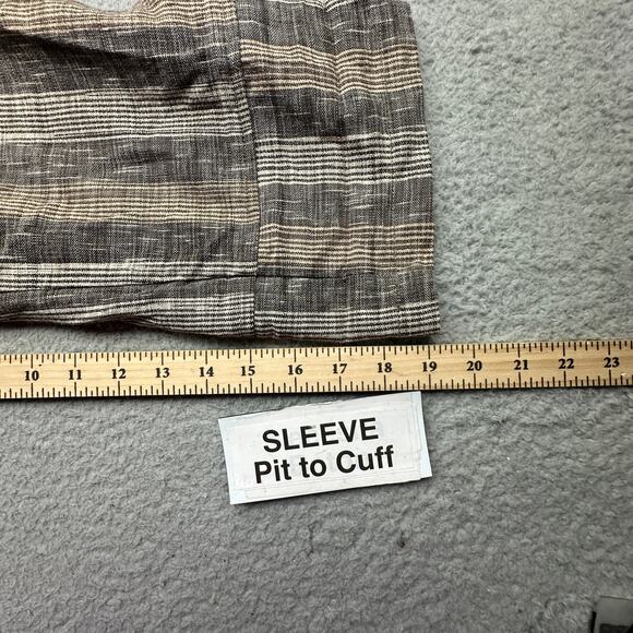 Yasuko Kurisaka Striped Brown Gray Pocket Button Sweater Coat Jacket Women Large - Picture 5 of 12